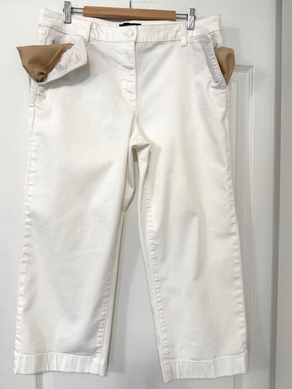 Talbots Sailor Button Wide Leg Crop White Jeans Size 12